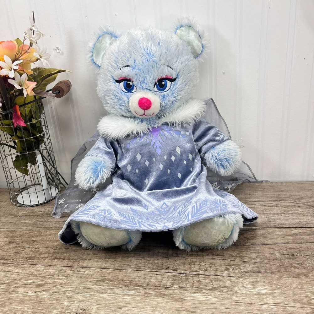 Build A Bear Princess Sparkle Blue Bear‎ Plush Disney Frozen Elsa Dress - Picture 7 of 10